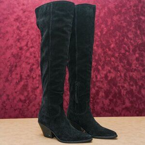 Sam Edelman Women Western Cowboy Fashion Black Suede OTK Boots 7M